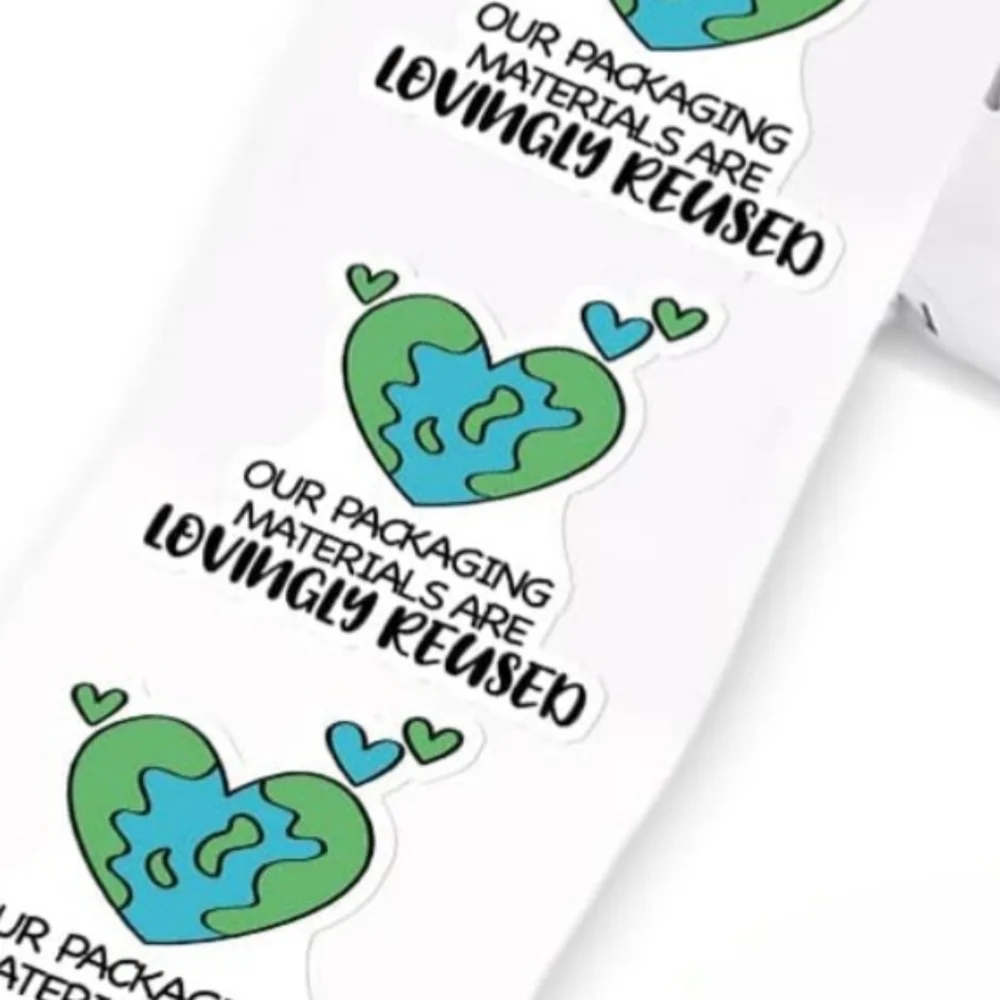 Our Packaging Materials are Lovingly Reused -100 Stickers - 1